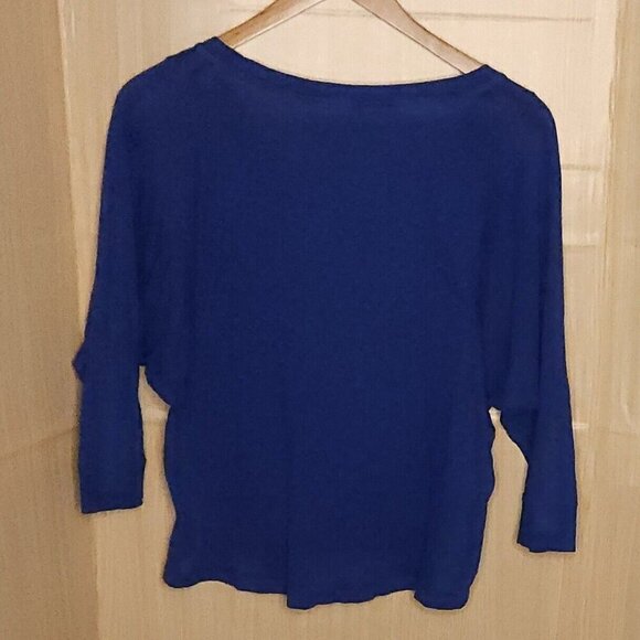 University Of Kansas E5 Blue Game On Shimmer Dolman Sleeve Wide Neck Top XL - Picture 2 of 8